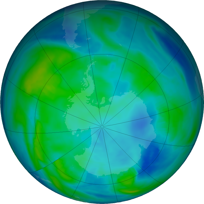 Antarctic ozone map for 11 May 2021
